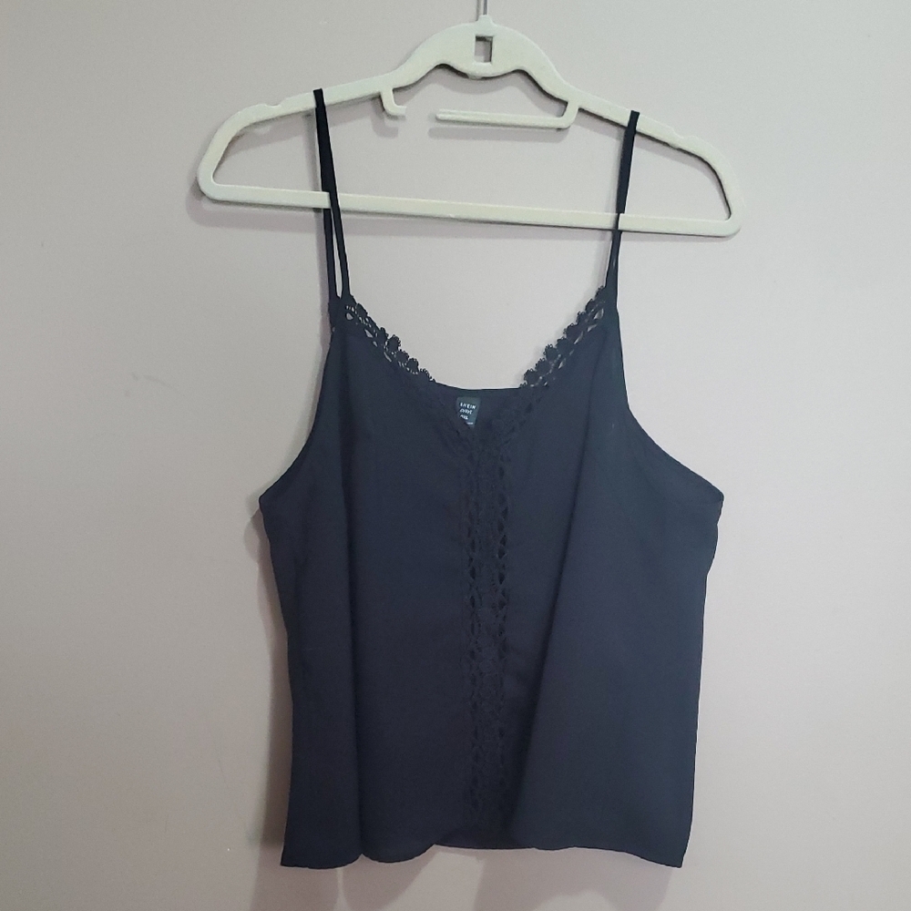 Shein Elegant Black Lace Trim Cami Top Size 0XL